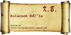 Kolacsek Béla névjegykártya