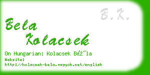 bela kolacsek business card